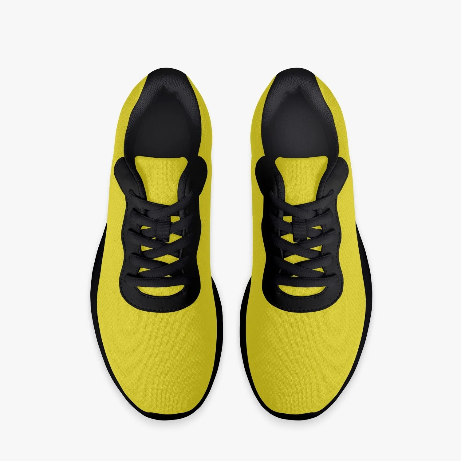 Yellow Color Best Running Shoes, Soft Solid Yellow Color Best Lifestyle Unisex Casual Designer Mesh Running Shoes With Black Soles